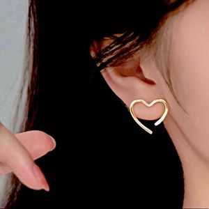 Last pair! Anthro gold heart half hoop earrings
